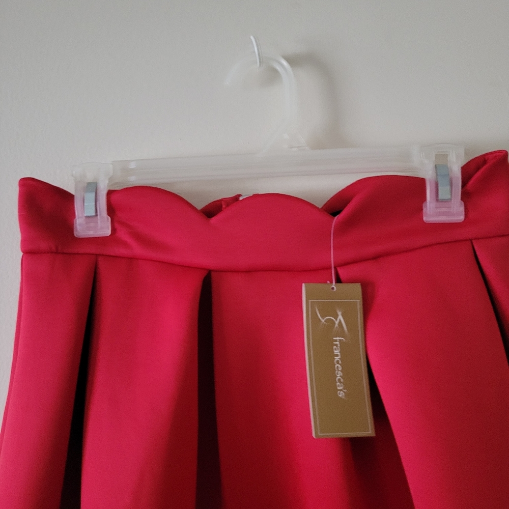 Blue Rain Francescas Red Scallop Hem Lace Trim Red Skirt New - Picture 5 of 11